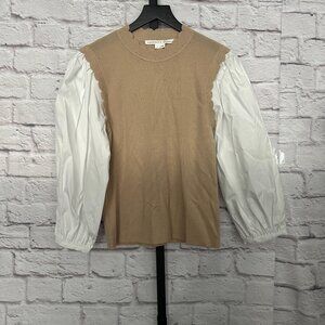 Veronica Beard Steffi Mixed Media Merino Wool Blend Top